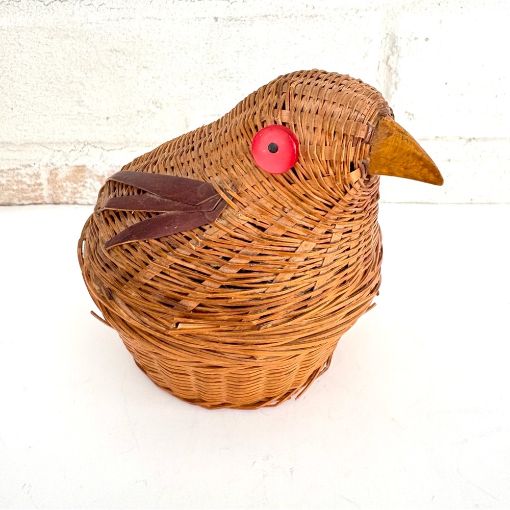 Woven Bird Basket - Brown and Red